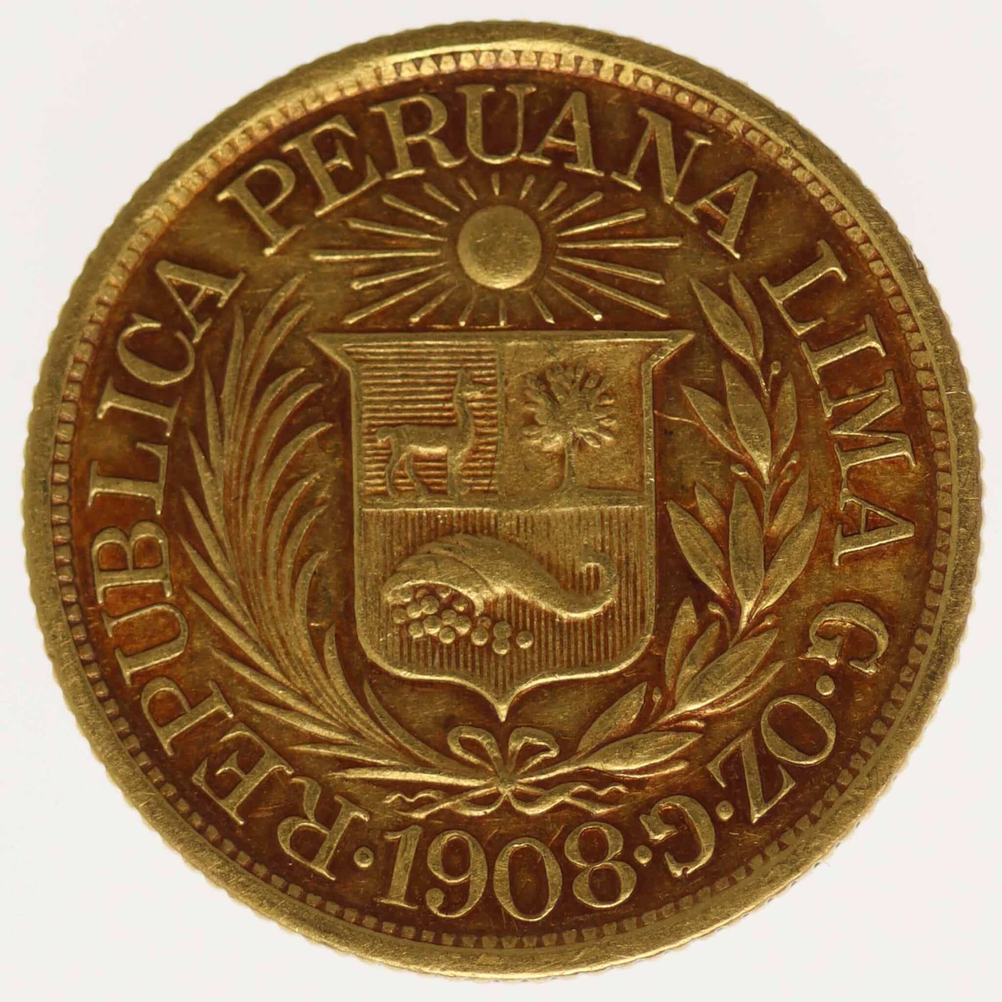 Peru 1/2 Libra 1908 peru - Peru 1/2 Libra 1908