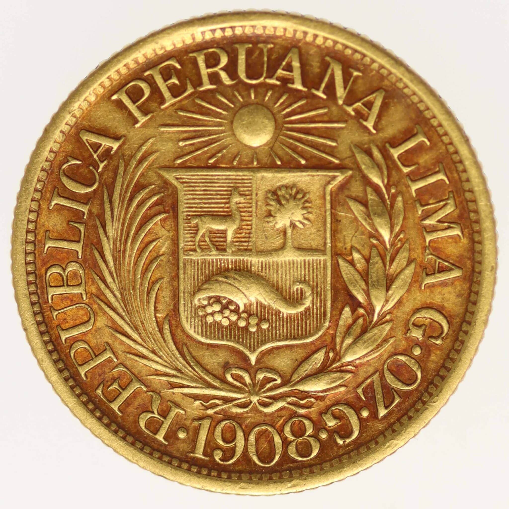 Peru 1/2 Libra 1908 peru - Peru 1/2 Libra 1908