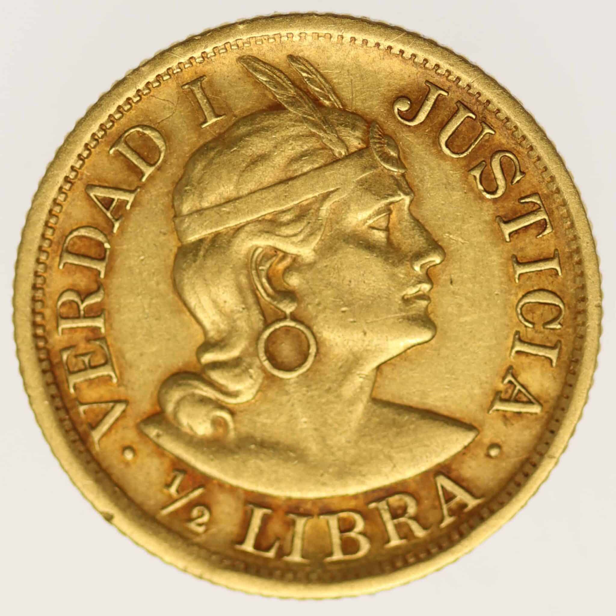 Peru 1/2 Libra 1908 peru - Peru 1/2 Libra 1908