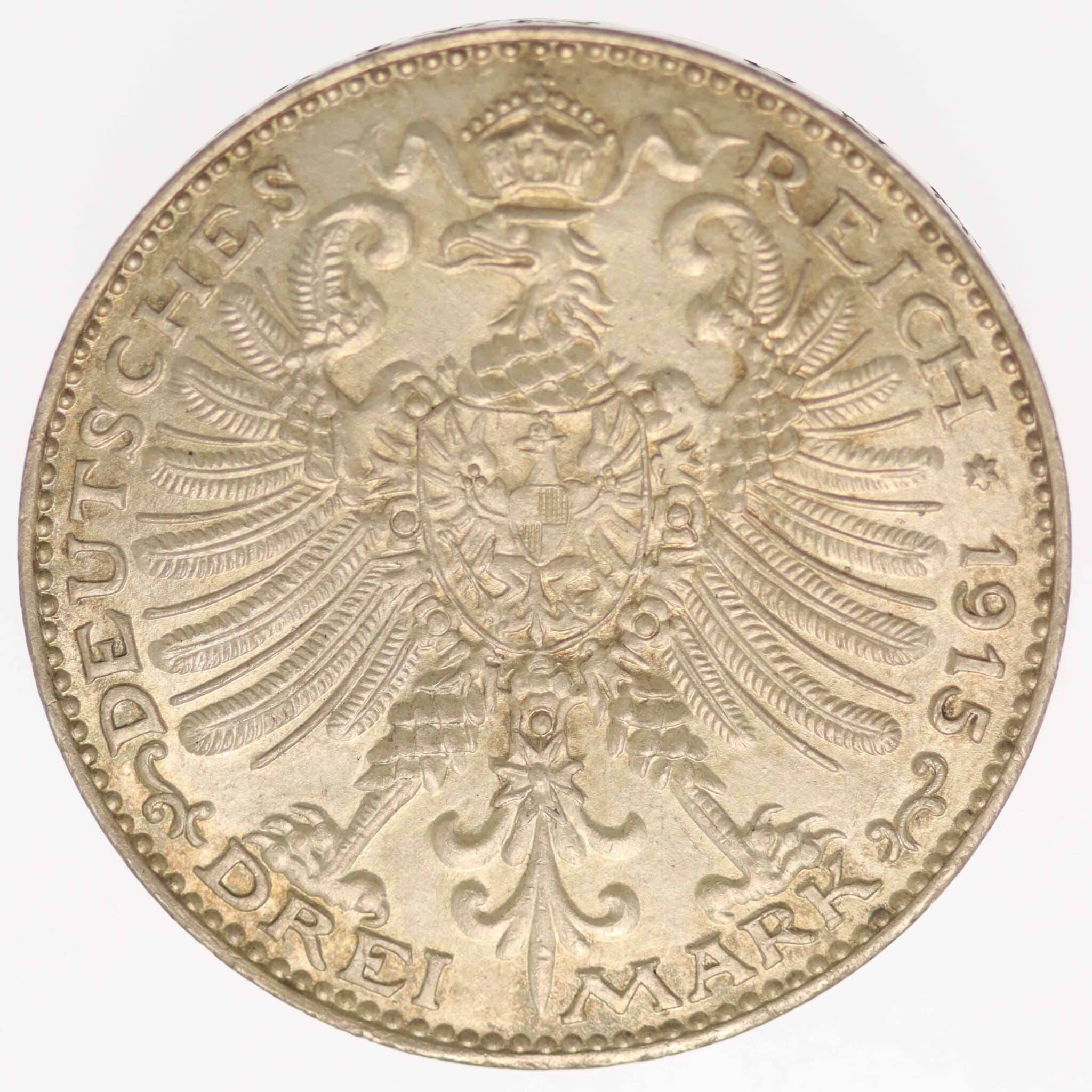 deutsches-kaiserreich-ab-1871-deutsche-silbermuenzen - Sachsen Weimar Eisenach Wilhelm Ernst 3 Mark 1915