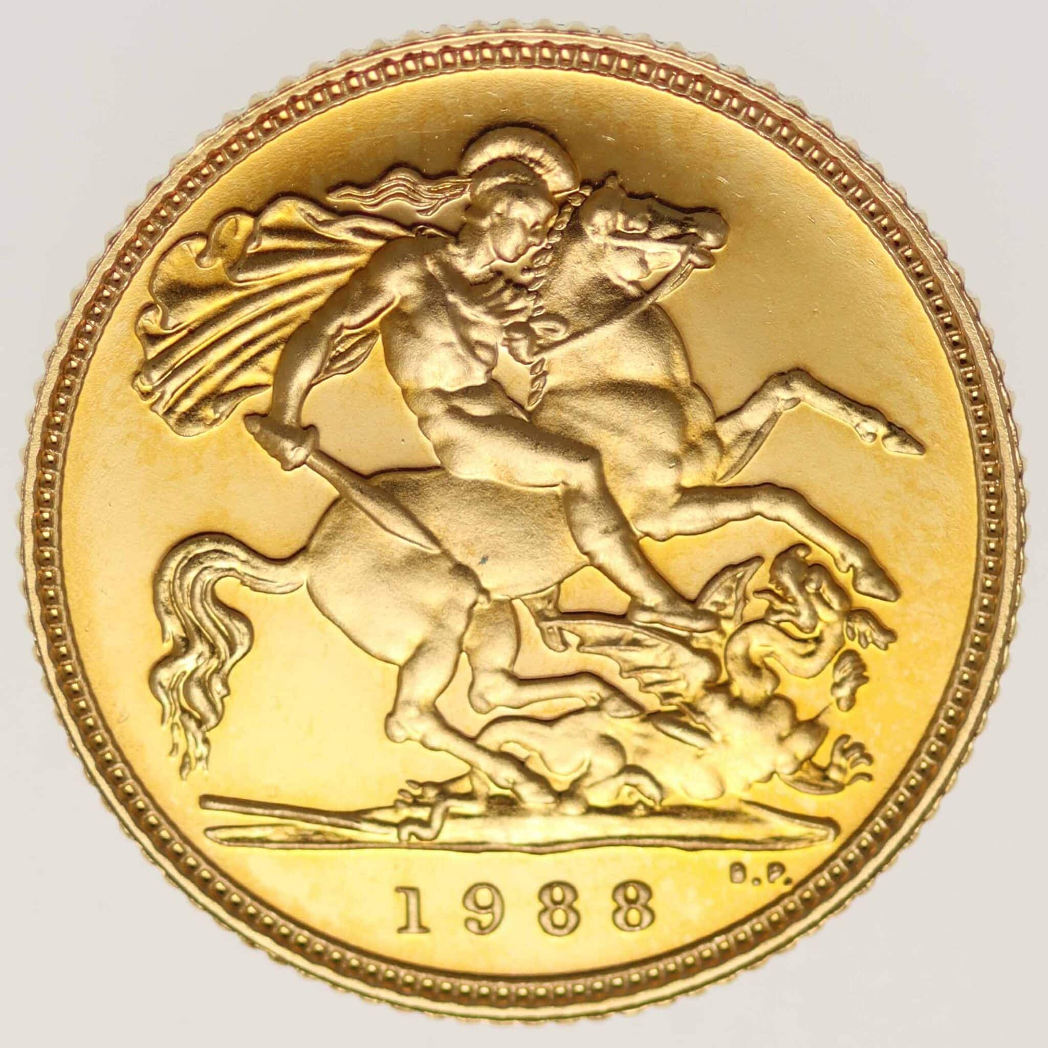 grossbritannien - Großbritannien Elisabeth II. 1/2 Sovereign 1988