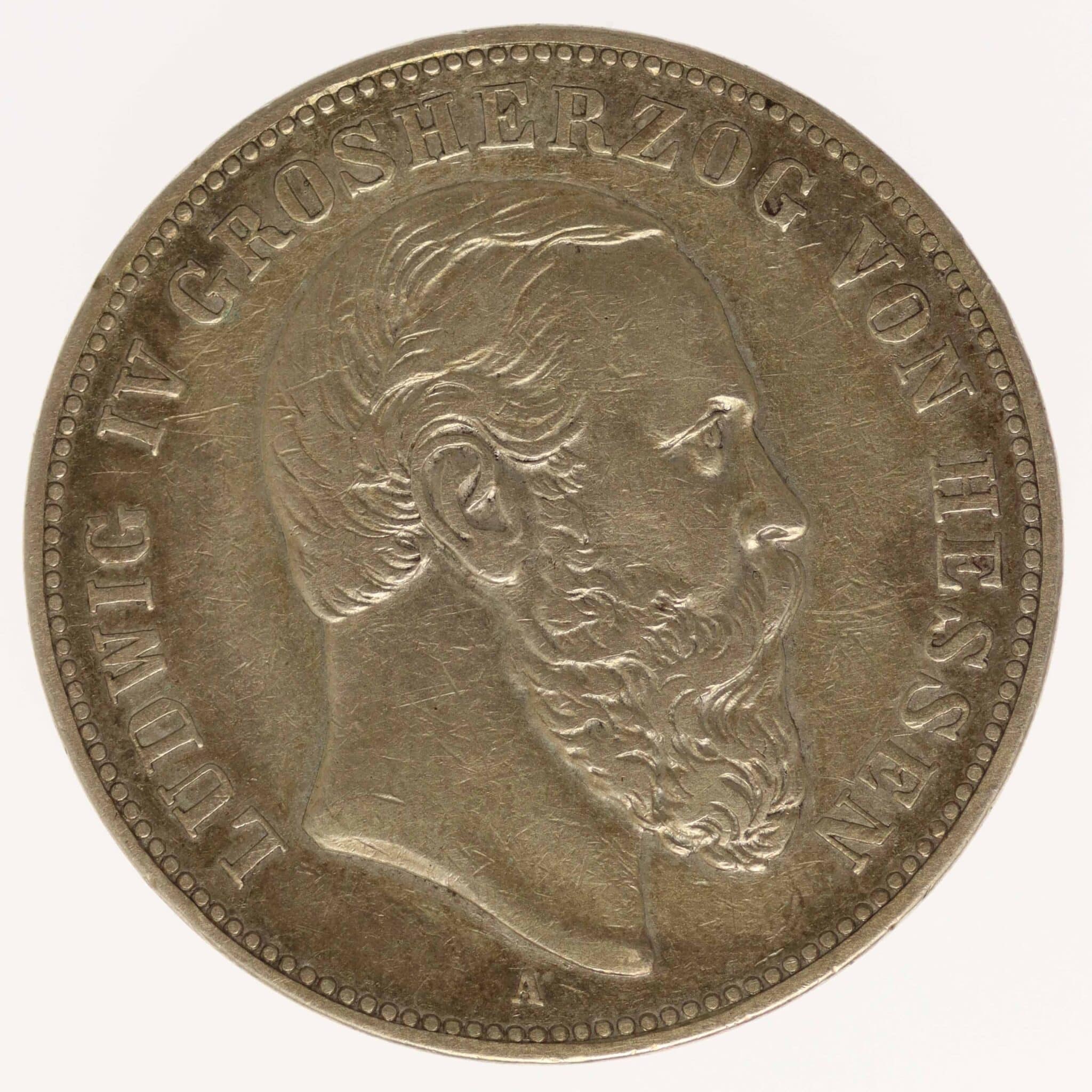 deutsches-kaiserreich-ab-1871-deutsche-silbermuenzen - Hessen Ludwig IV. 5 Mark 1888 A