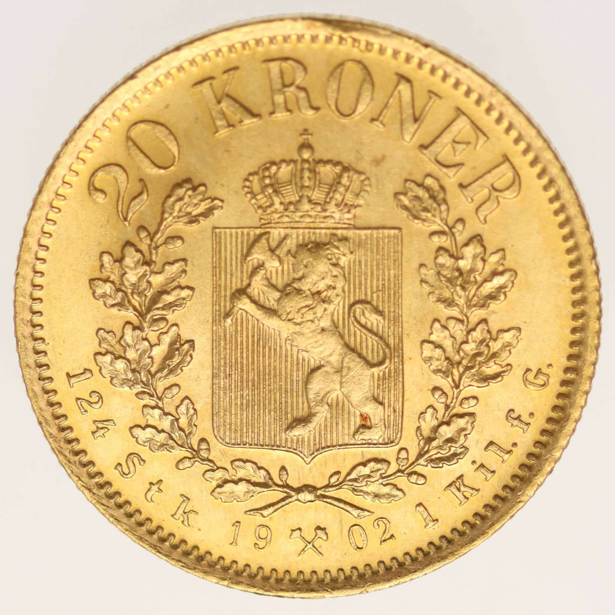 norwegen - Norwegen Oskar II. 20 Kronen 1902