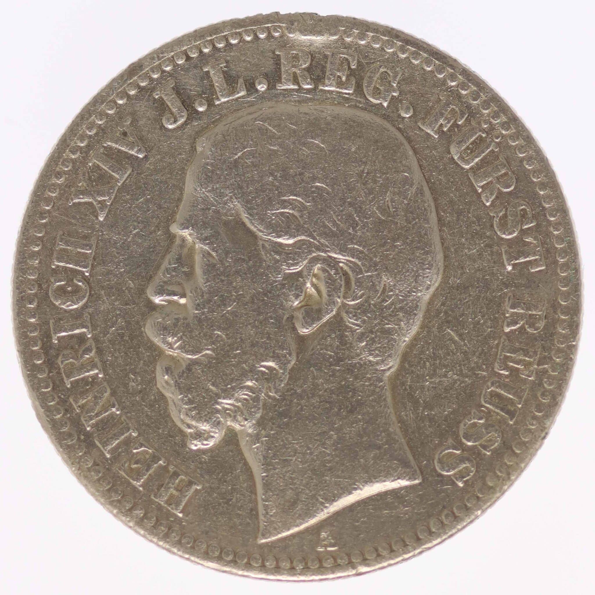 deutsches-kaiserreich-ab-1871-deutsche-silbermuenzen - Reuss jüngere Linie Heinrich XIV. 2 Mark 1884 A