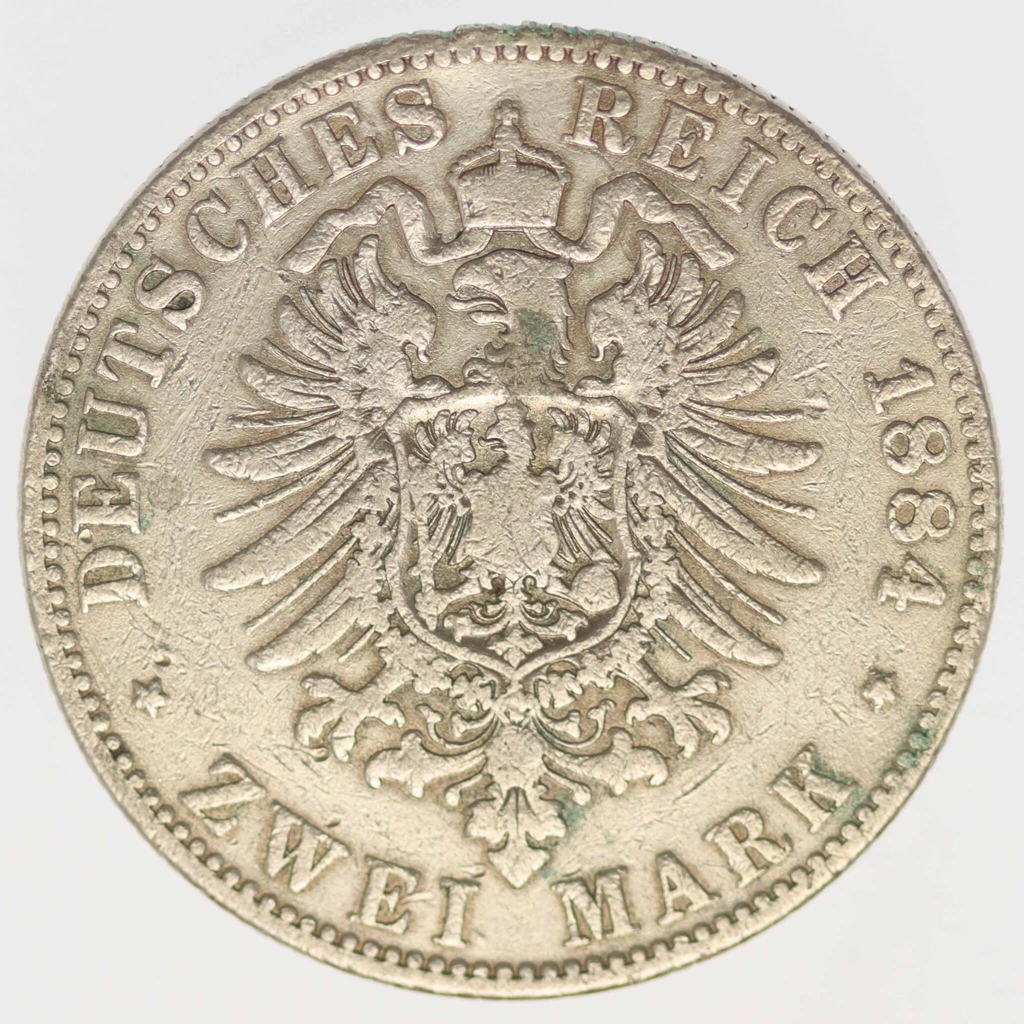 deutsches-kaiserreich-ab-1871-deutsche-silbermuenzen - Reuss jüngere Linie Heinrich XIV. 2 Mark 1884 A