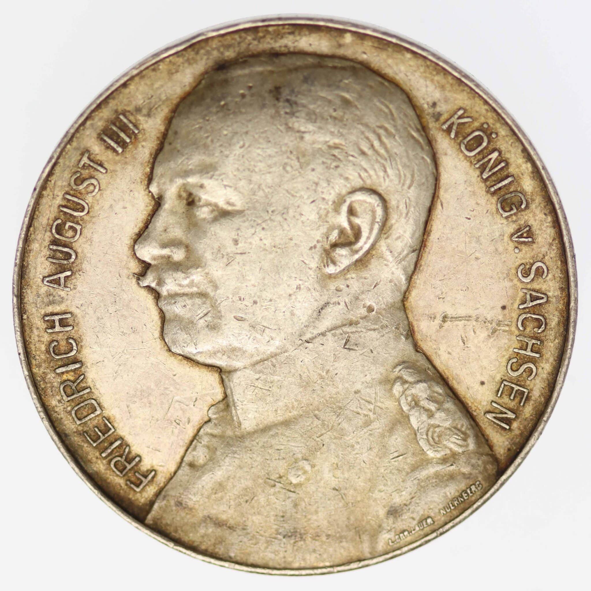 Sachsen Friedrich August III. Silbermedaille 1915 deutsches-kaiserreich-ab-1871-deutsche-silbermuenzen - Sachsen Friedrich August III. Silbermedaille 1915