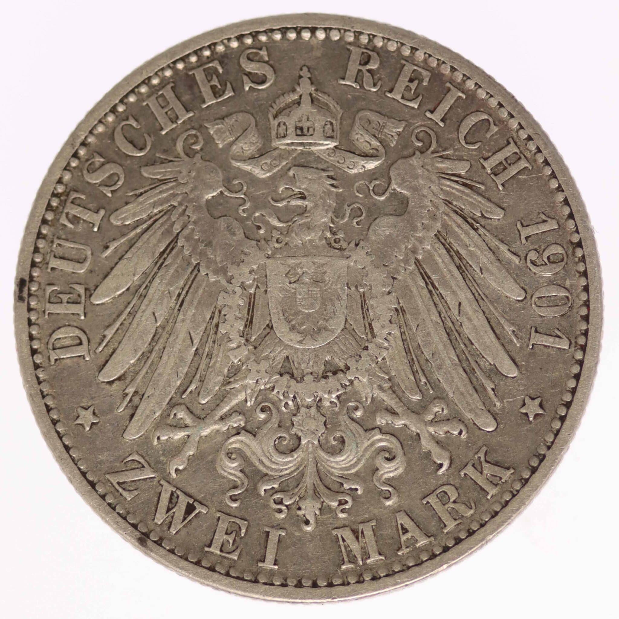 Sachsen Meiningen Georg II. 2 Mark 1901 deutsches-kaiserreich-ab-1871-deutsche-silbermuenzen - Sachsen Meiningen Georg II. 2 Mark 1901