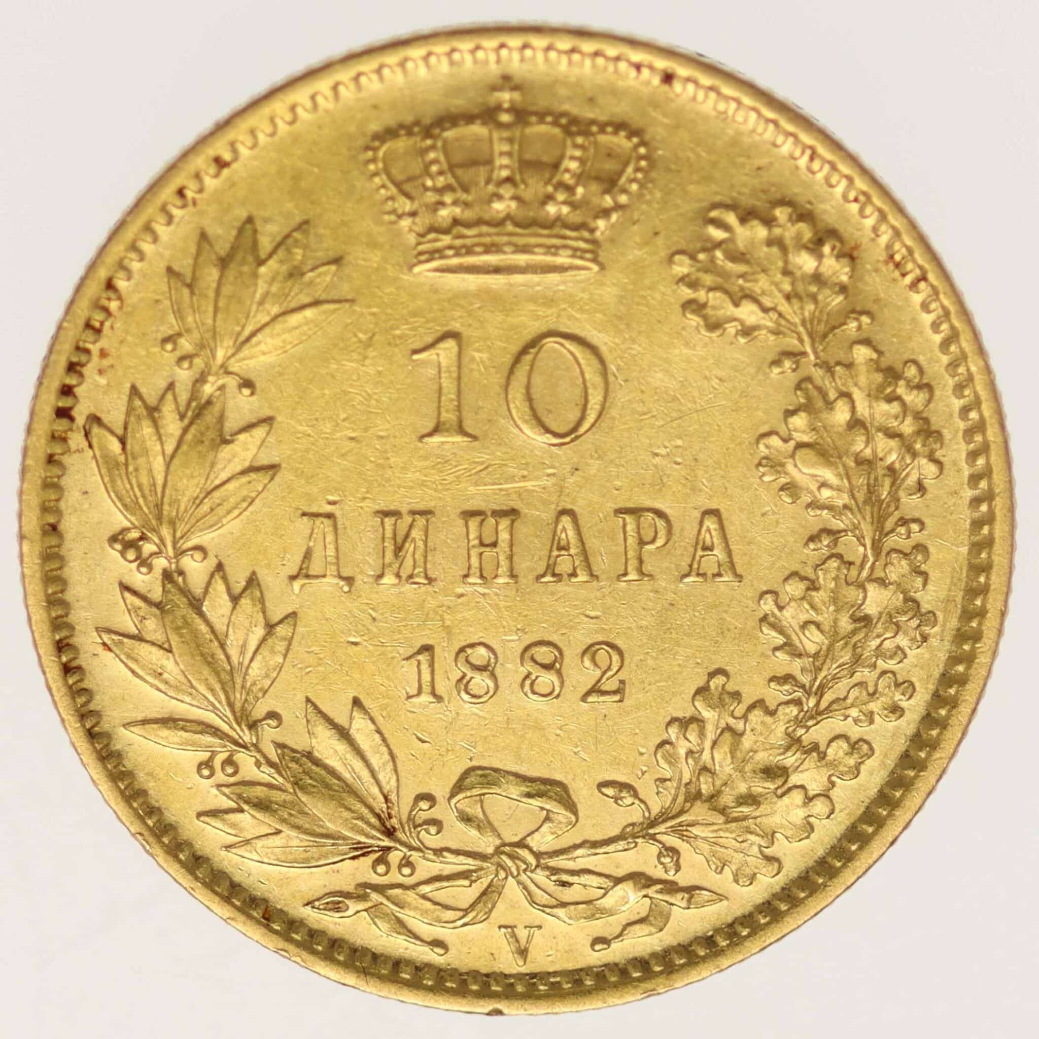 serbien - Serbien Milan I. 10 Dinara 1882