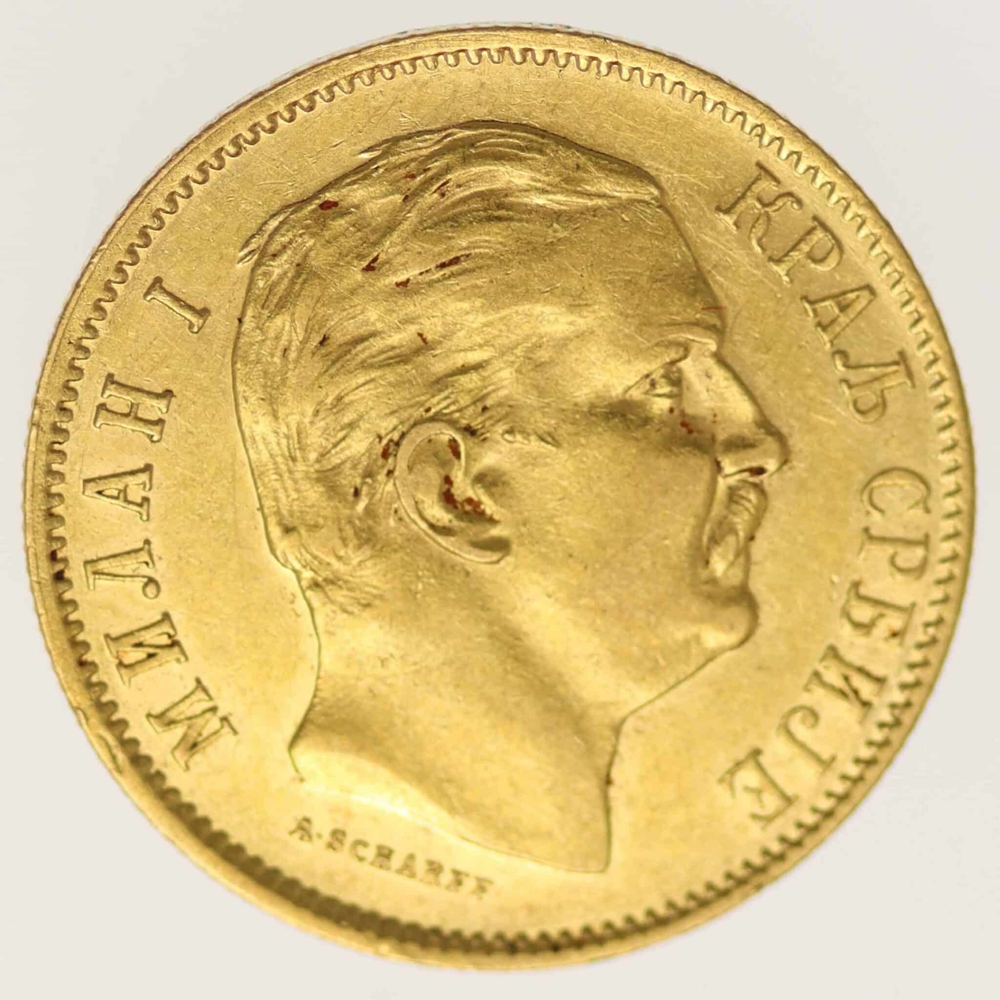 serbien - Serbien Milan I. 10 Dinara 1882