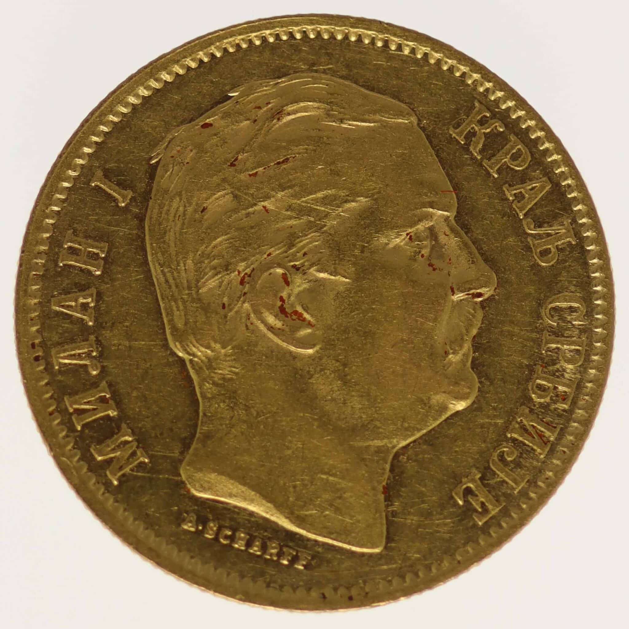 serbien - Serbien Milan I. 10 Dinara 1882