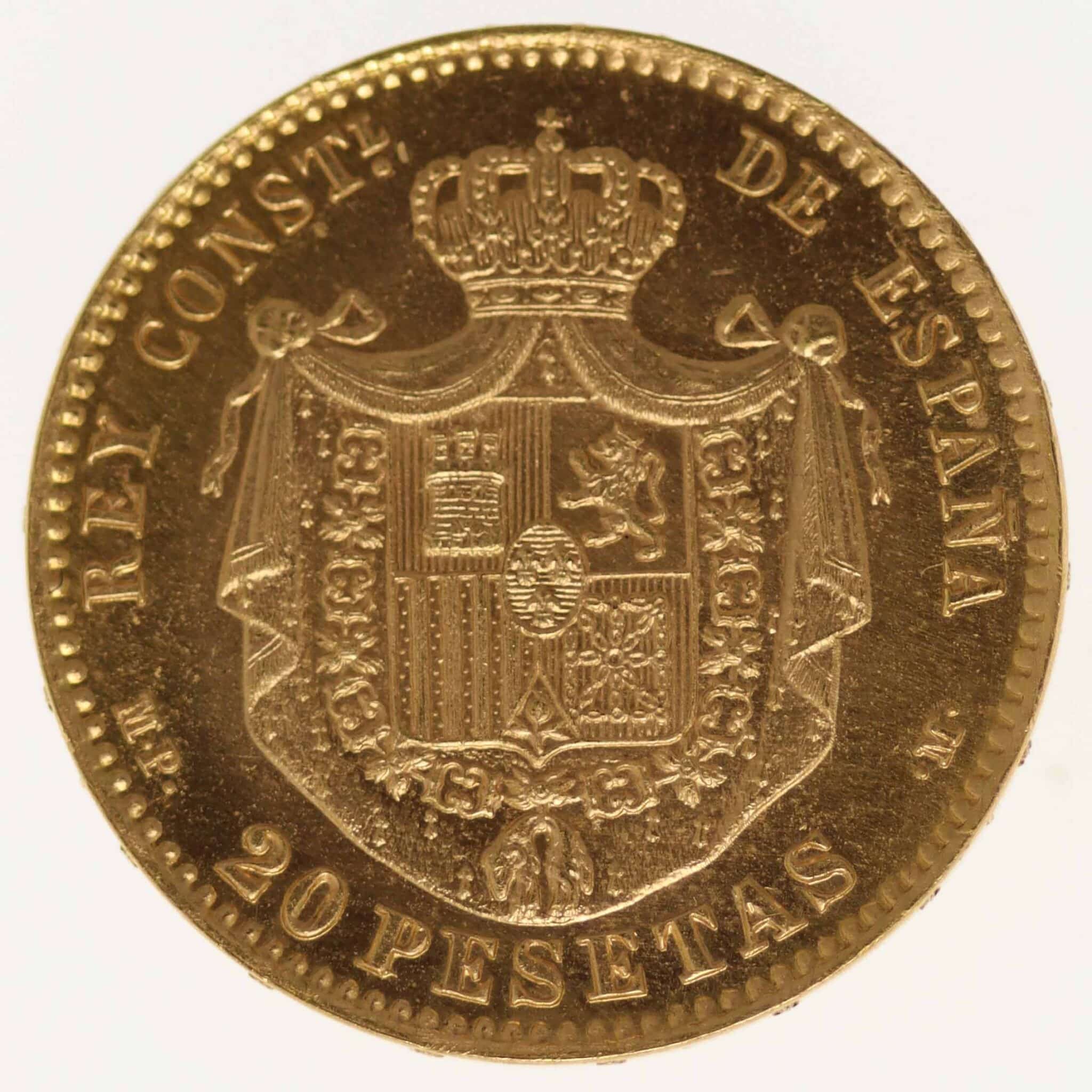 Spanien Alfonso XIII. 20 Pesetas 1896 / 19-62 spanien - Spanien Alfonso XIII. 20 Pesetas 1896 / 19-62