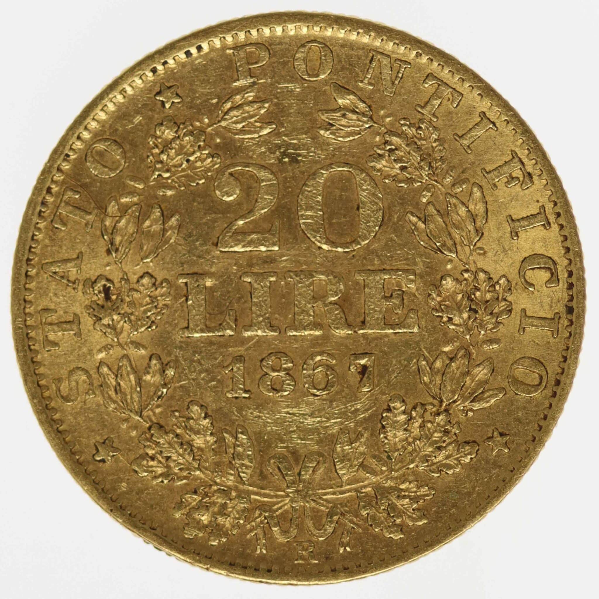 vatikan - Vatikan Pius IX. 20 Lire 1867