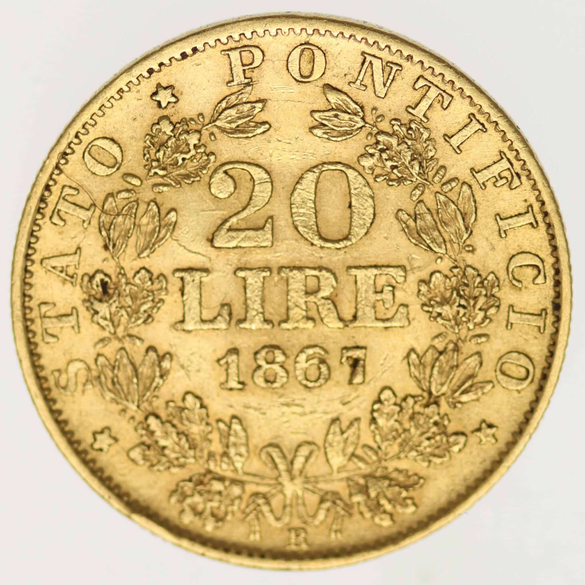 vatikan - Vatikan Pius IX. 20 Lire 1867