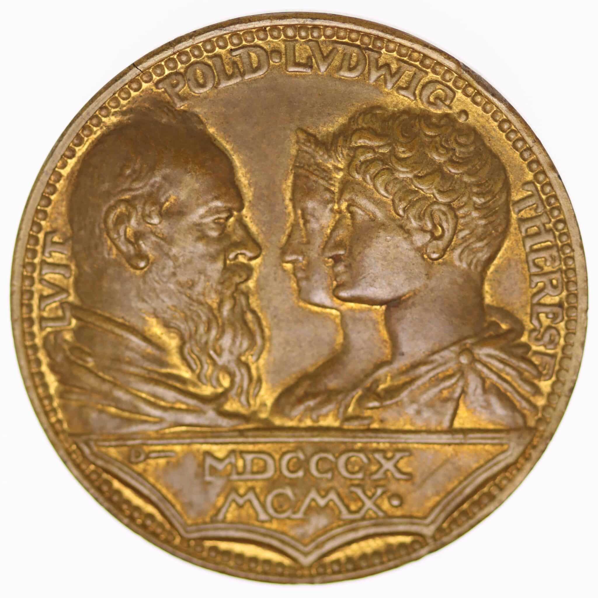 Bayern Luitpold Bronzemedaille 1910 altdeutschland-deutsche-silbermuenzen - Bayern Luitpold Bronzemedaille 1910