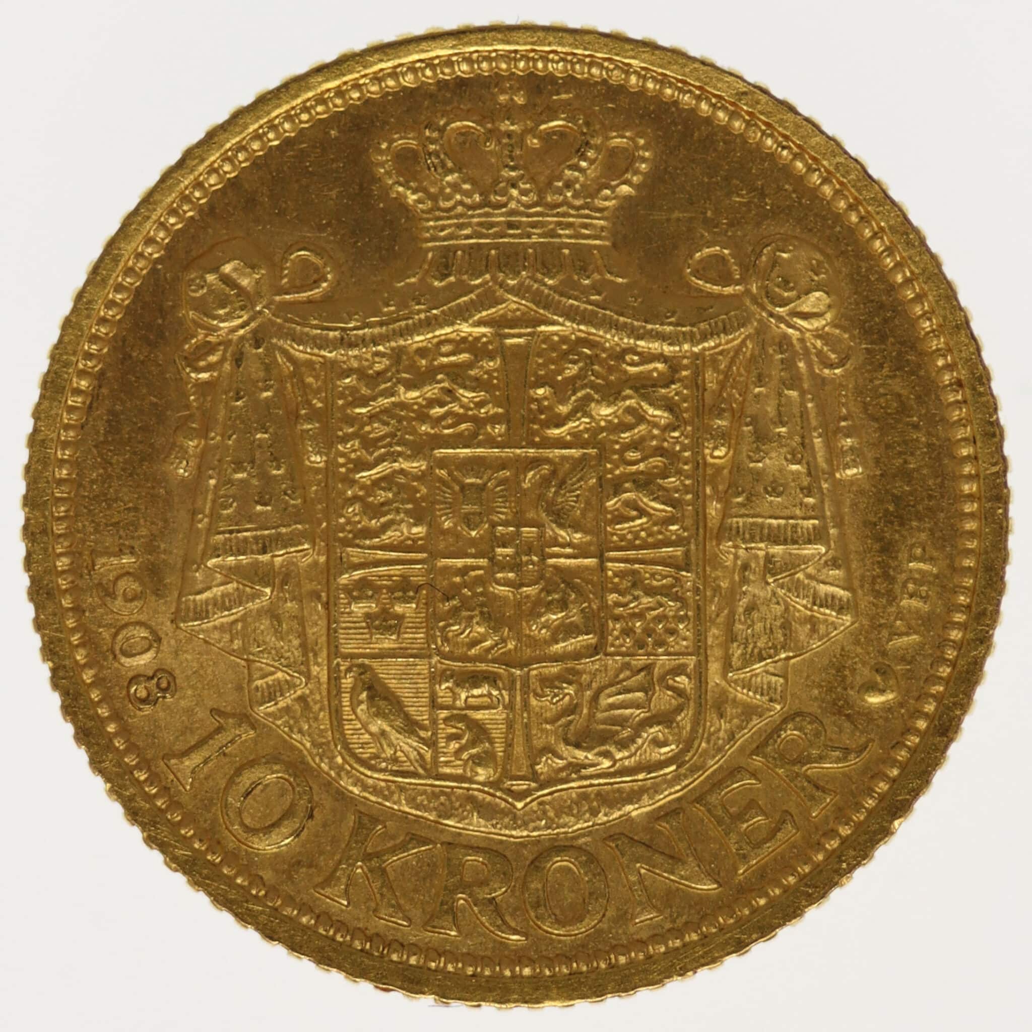 Dänemark Frederik VIII. 10 Kronen 1908 daenemark - Dänemark Frederik VIII. 10 Kronen 1908