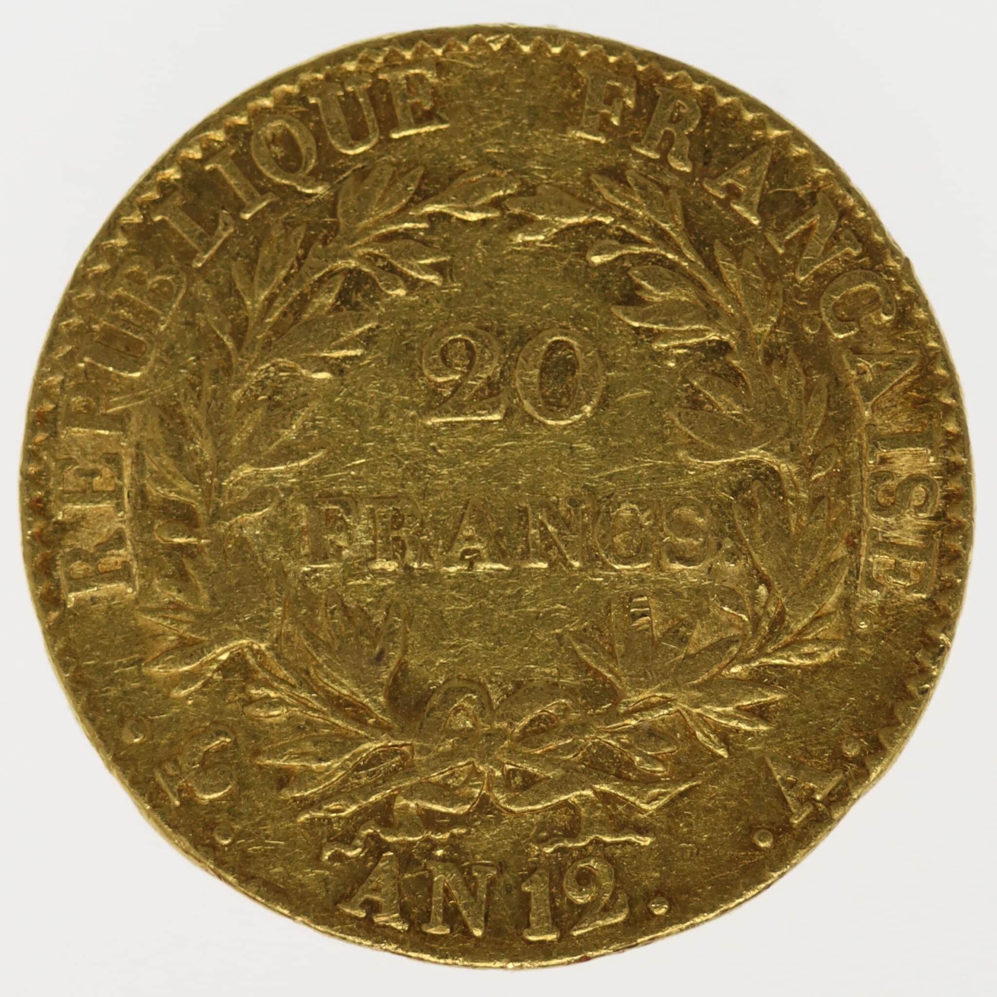 frankreich - Frankreich Bonaparte Premier Consul 20 Francs AN 12 A
