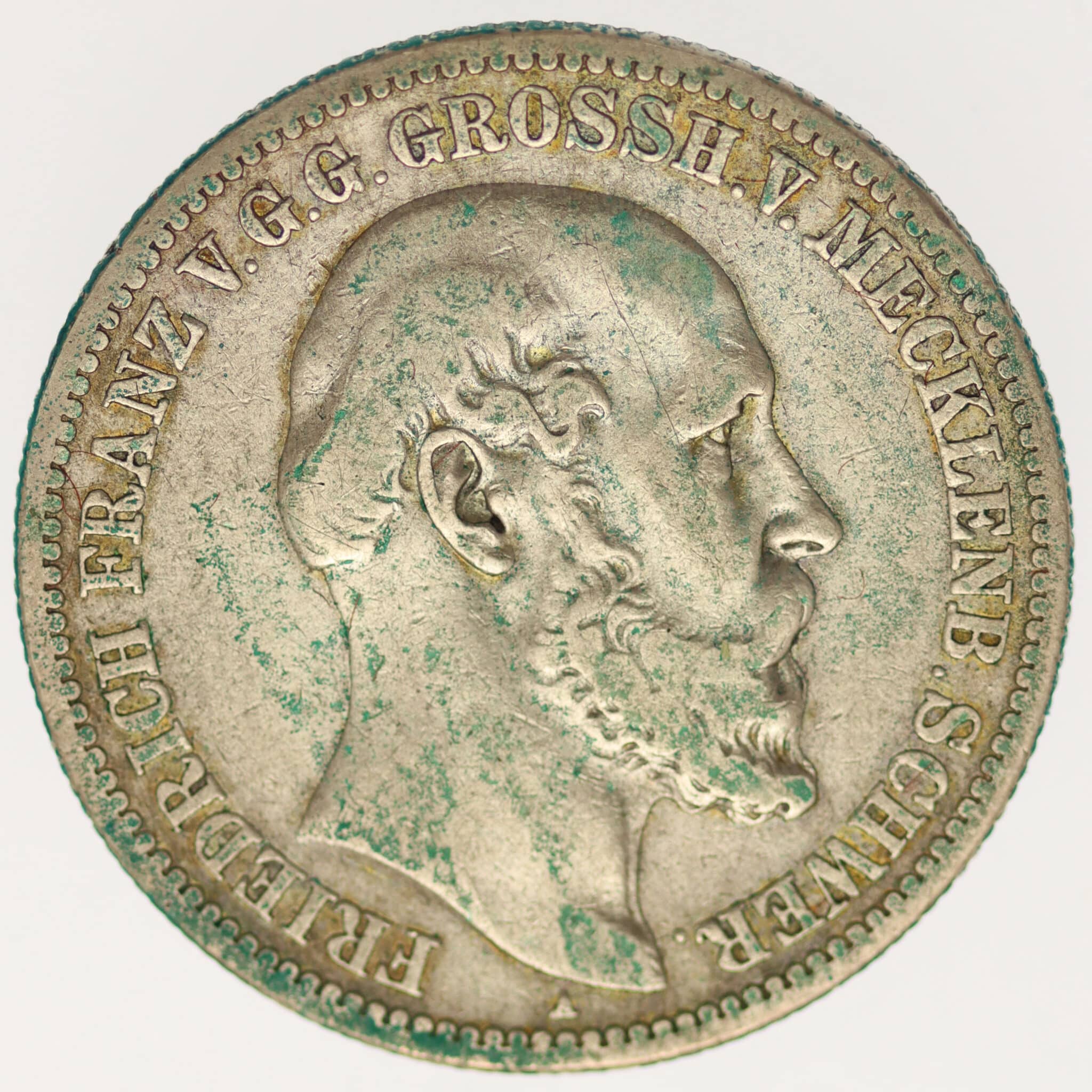 Mecklenburg Schwerin Friedrich Franz II. 2 Mark 1876 altdeutschland-deutsche-silbermuenzen - Mecklenburg Schwerin Friedrich Franz II. 2 Mark 1876