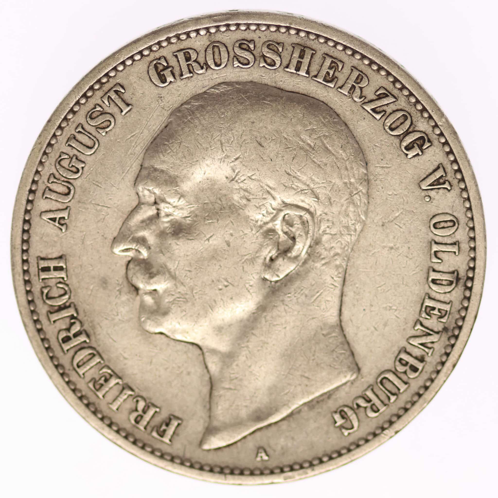deutsches-kaiserreich-ab-1871-deutsche-silbermuenzen - Oldenburg Friedrich August 5 Mark 1901
