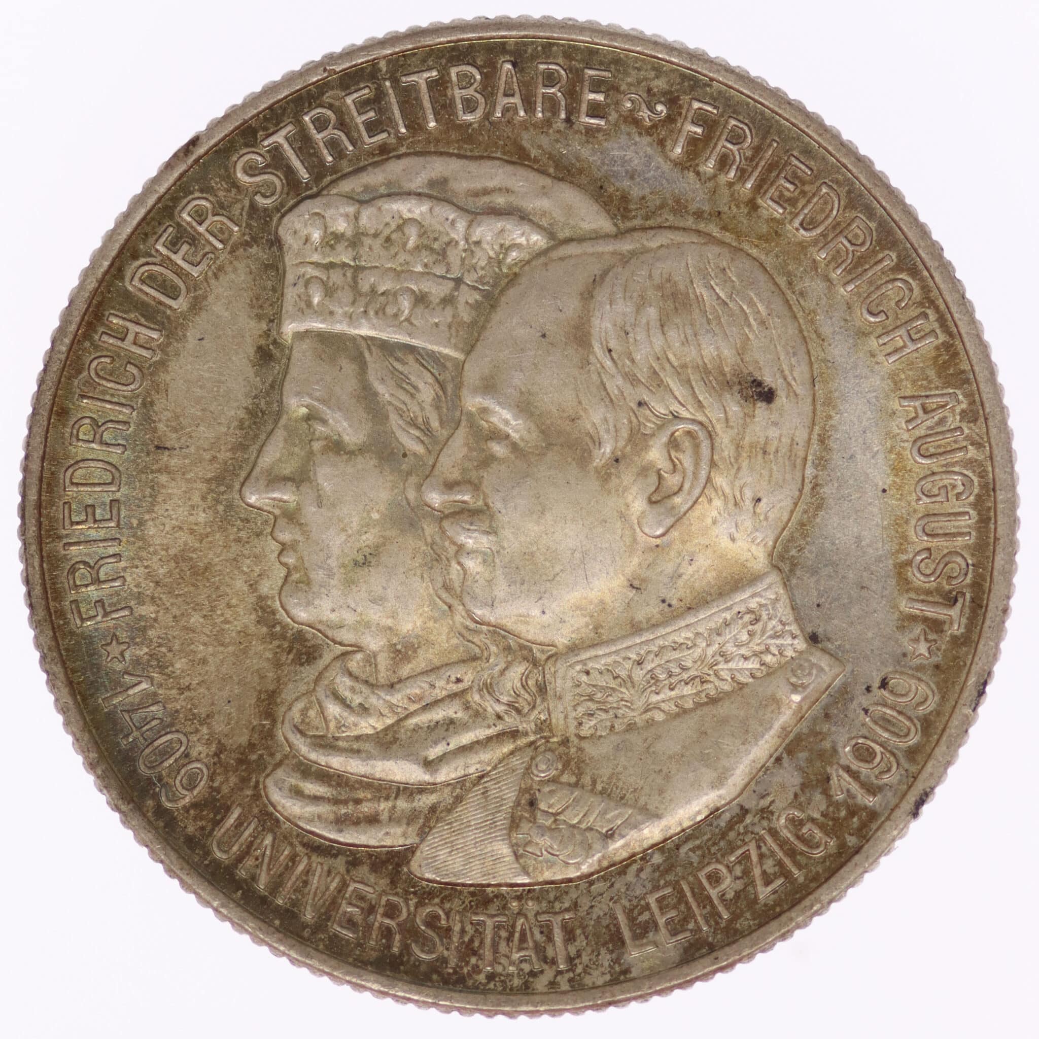 deutsches-kaiserreich-ab-1871-deutsche-silbermuenzen - Sachsen Friedrich August 2 Mark 1909