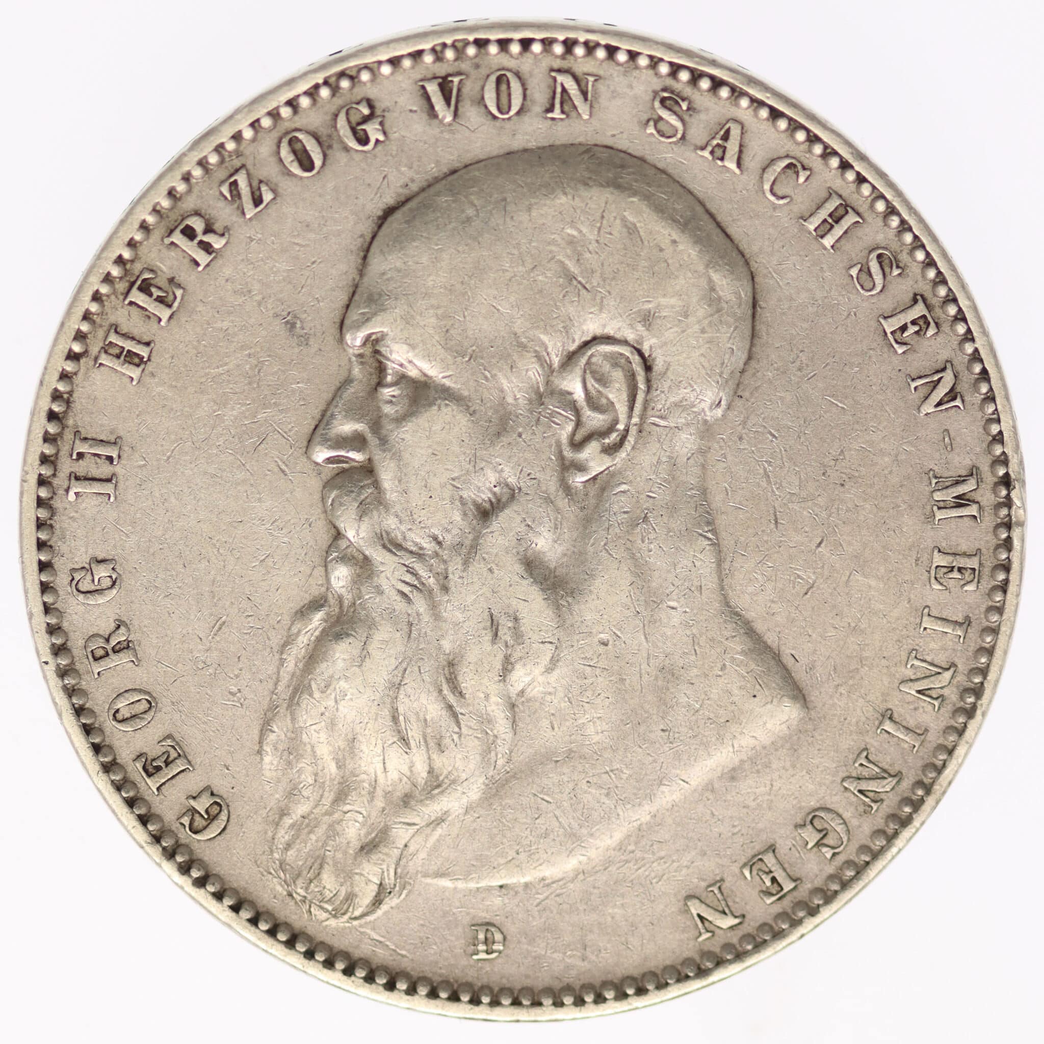 Sachsen Meiningen Georg II. 5 Mark 1908 D deutsches-kaiserreich-ab-1871-deutsche-silbermuenzen - Sachsen Meiningen Georg II. 5 Mark 1908 D