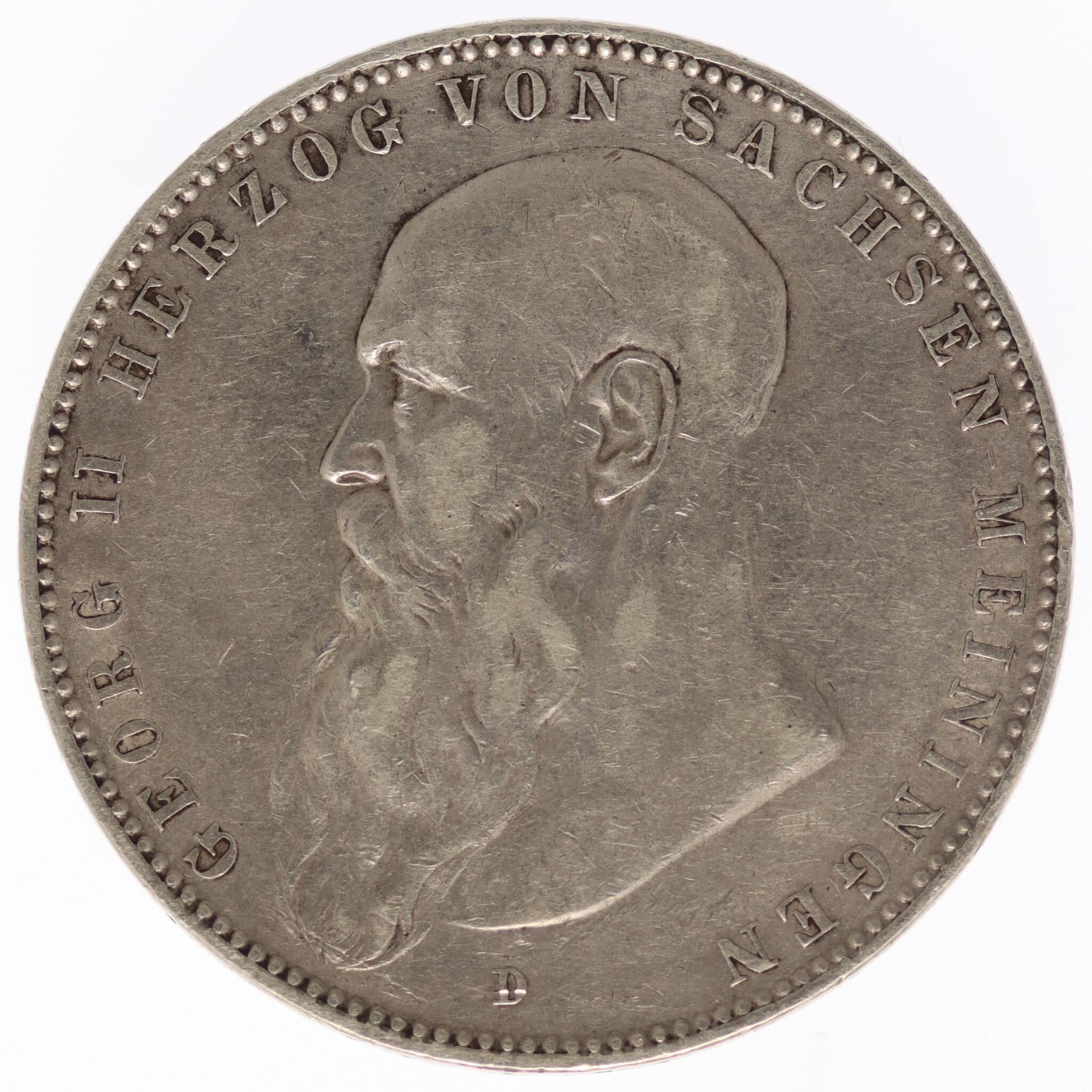deutsches-kaiserreich-ab-1871-deutsche-silbermuenzen - Sachsen Meiningen Georg II. 5 Mark 1908 D