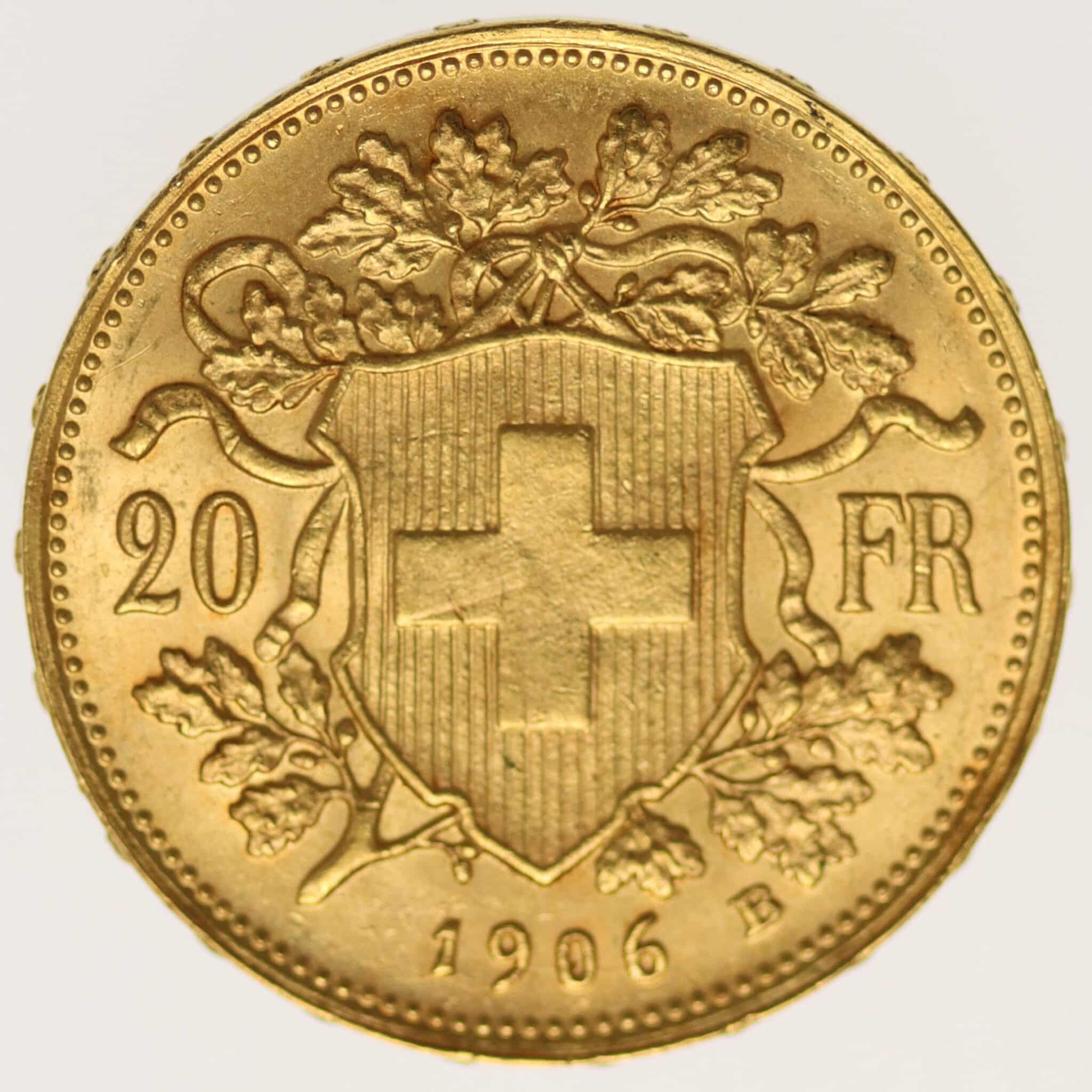 schweiz - Schweiz 20 Franken 1906 B Vreneli