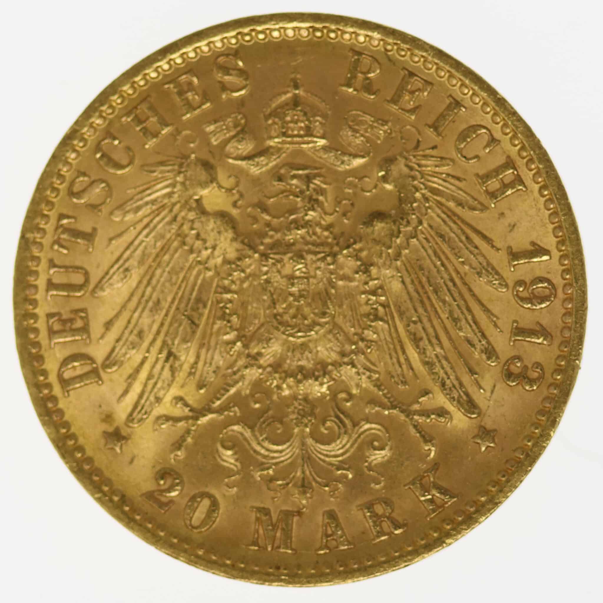 deutsches-kaiserreich-ab-1871 - Hamburg Stadtwappen 20 Mark 1913 J