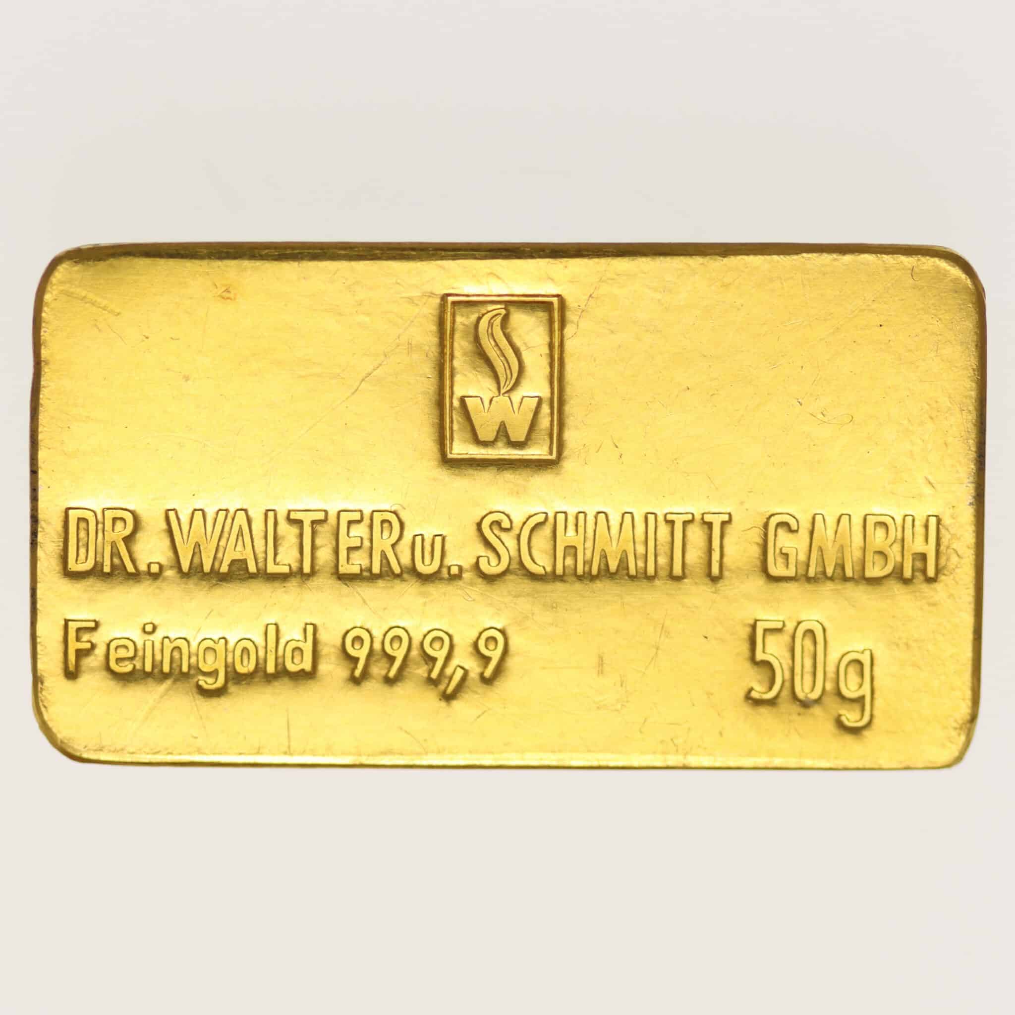 Goldbarren 50 Gramm Dr. Walter u. Schmitt GmbH goldbarren - Goldbarren 50 Gramm Dr. Walter u. Schmitt GmbH