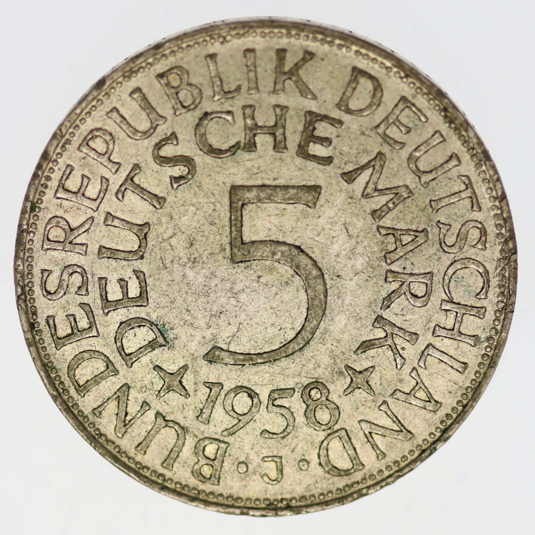 BRD 5 Mark 1958 J brd-deutsche-silbermuenzen - BRD 5 Mark 1958 J
