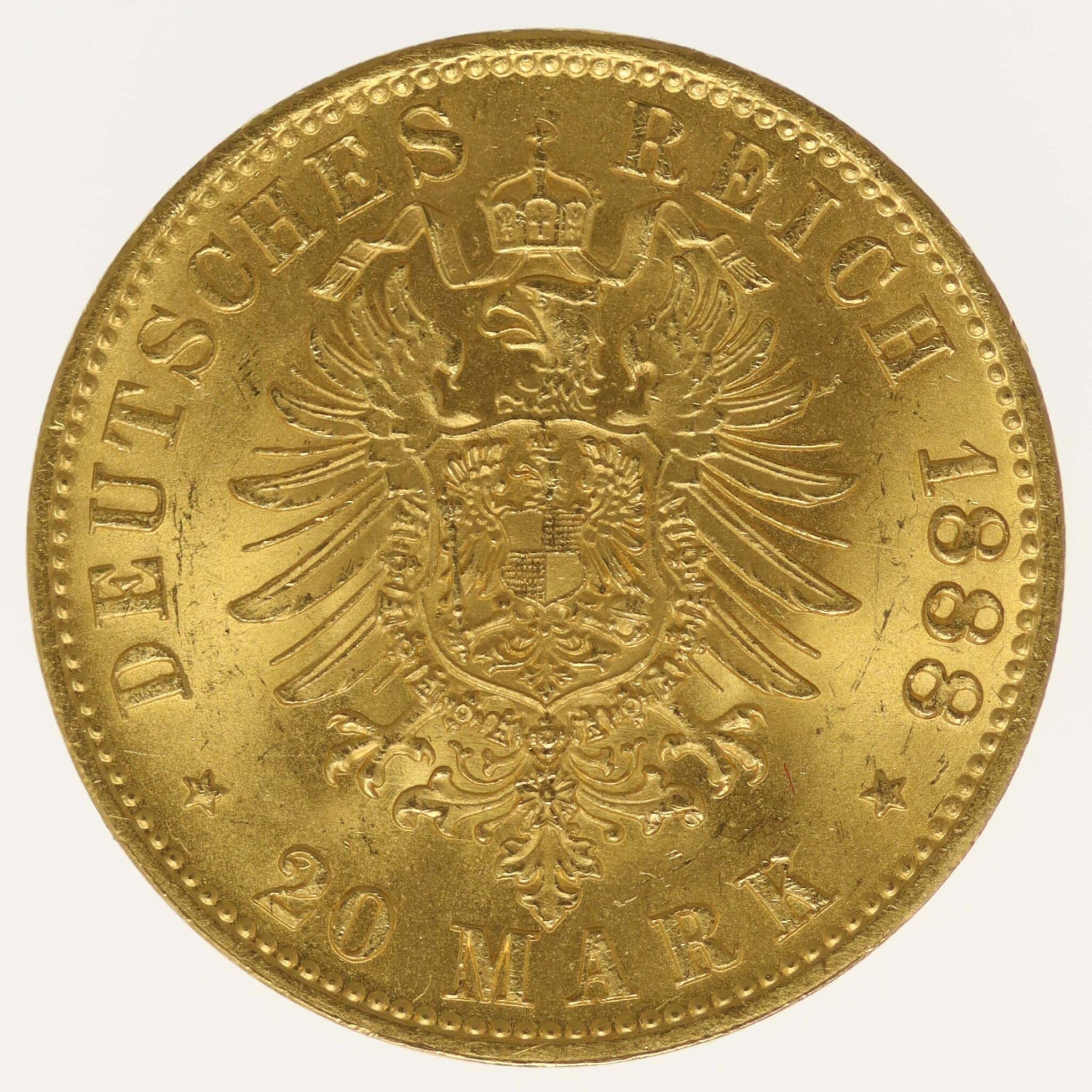 Preussen Friedrich III. 20 Mark 1888 deutsches-kaiserreich-ab-1871 - Preussen Friedrich III. 20 Mark 1888