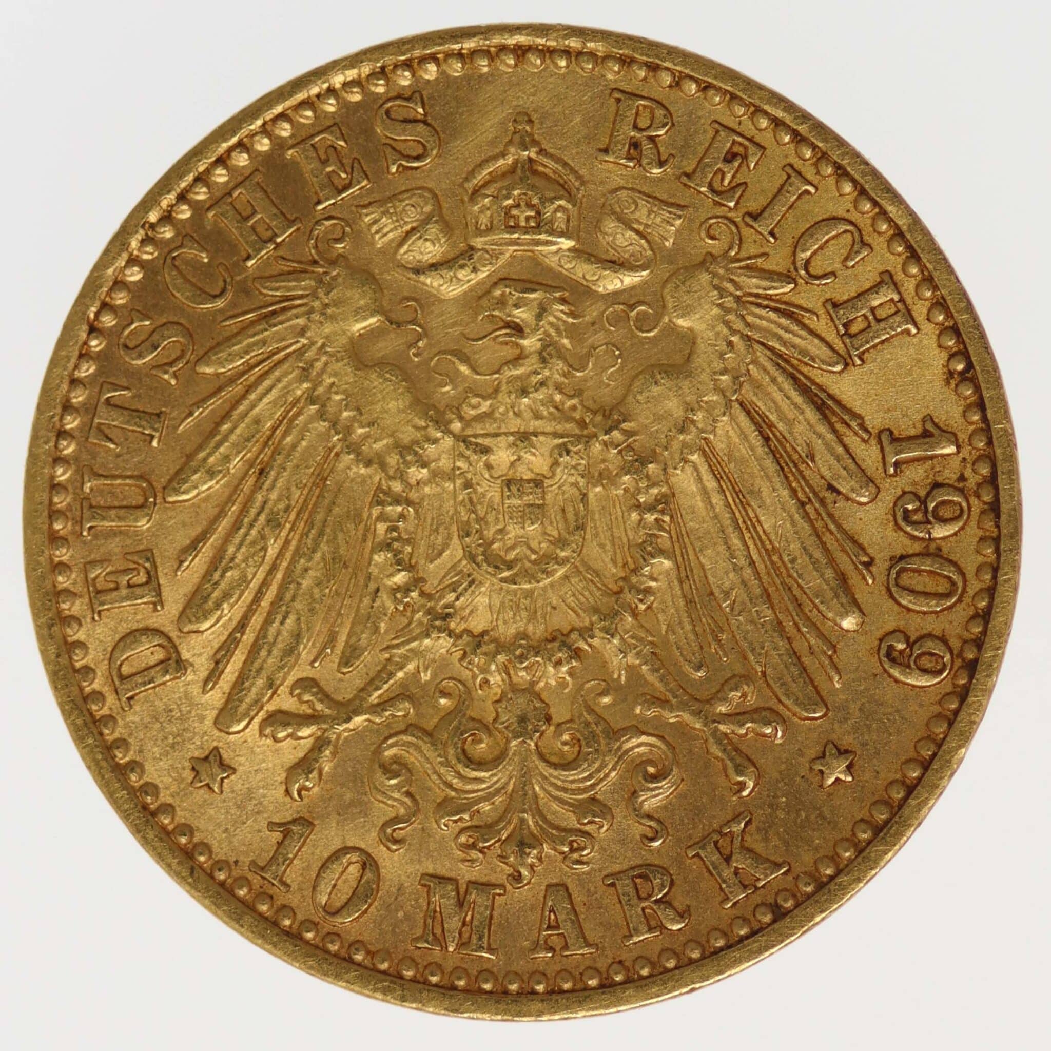 Baden Friedrich II. 10 Mark 1909 G deutsches-kaiserreich-ab-1871 - Baden Friedrich II. 10 Mark 1909 G