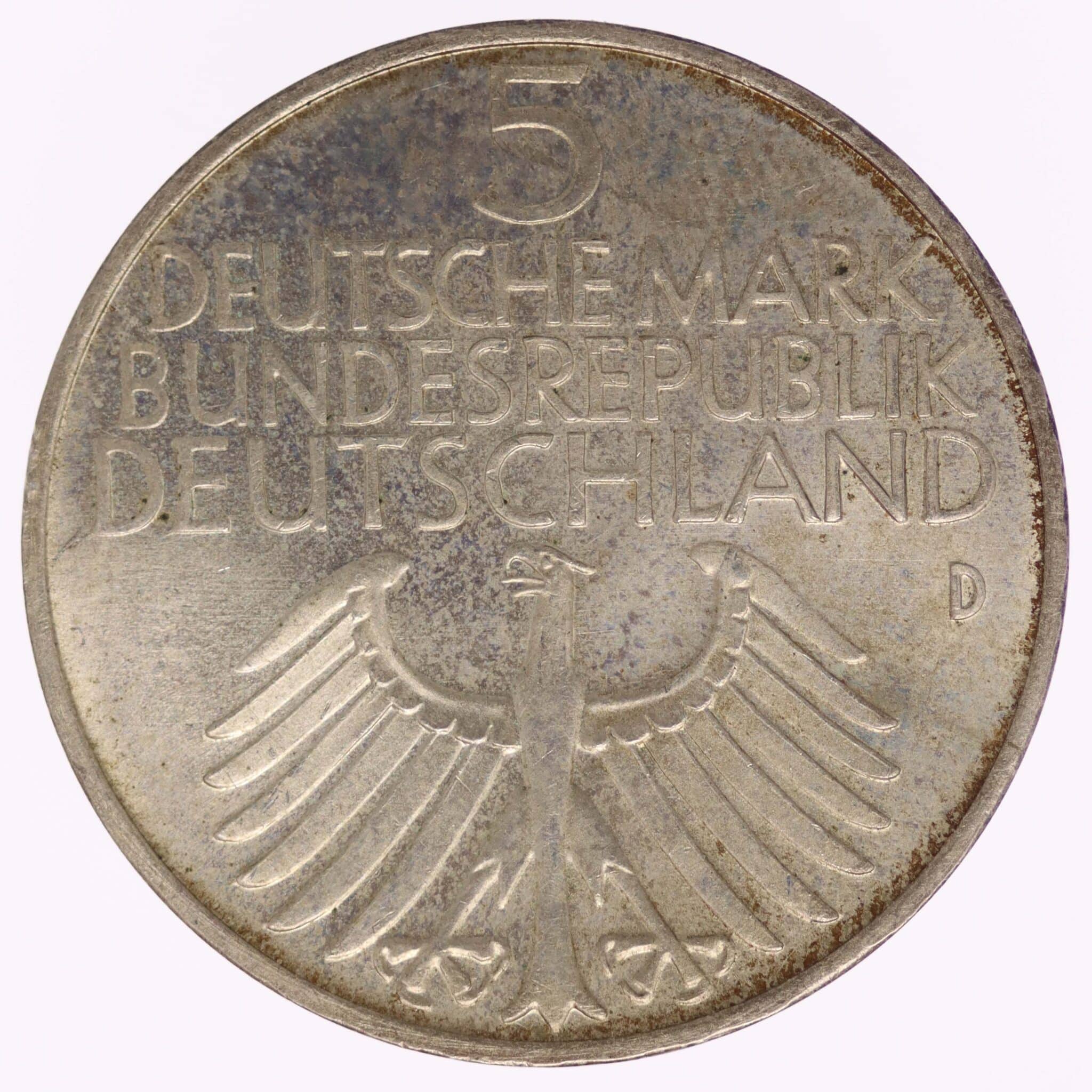 BRD 5 Mark 1952 Germanisches Museum brd-deutsche-silbermuenzen - BRD 5 Mark 1952 Germanisches Museum