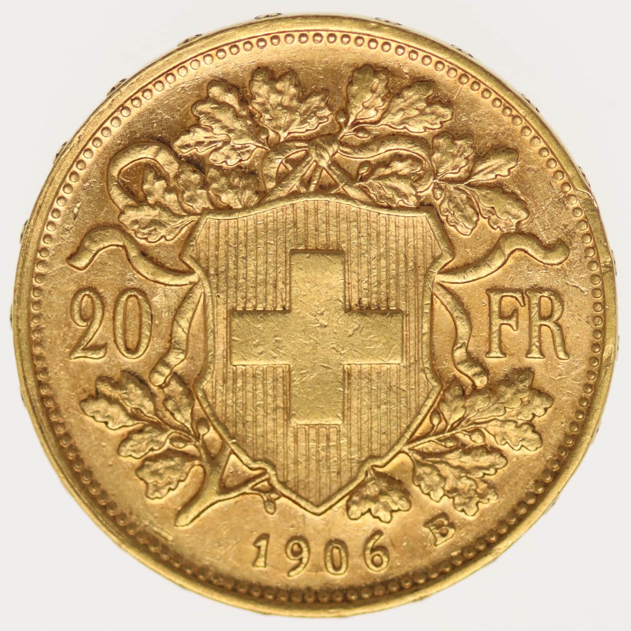 schweiz - Schweiz 20 Franken 1906 B Vreneli