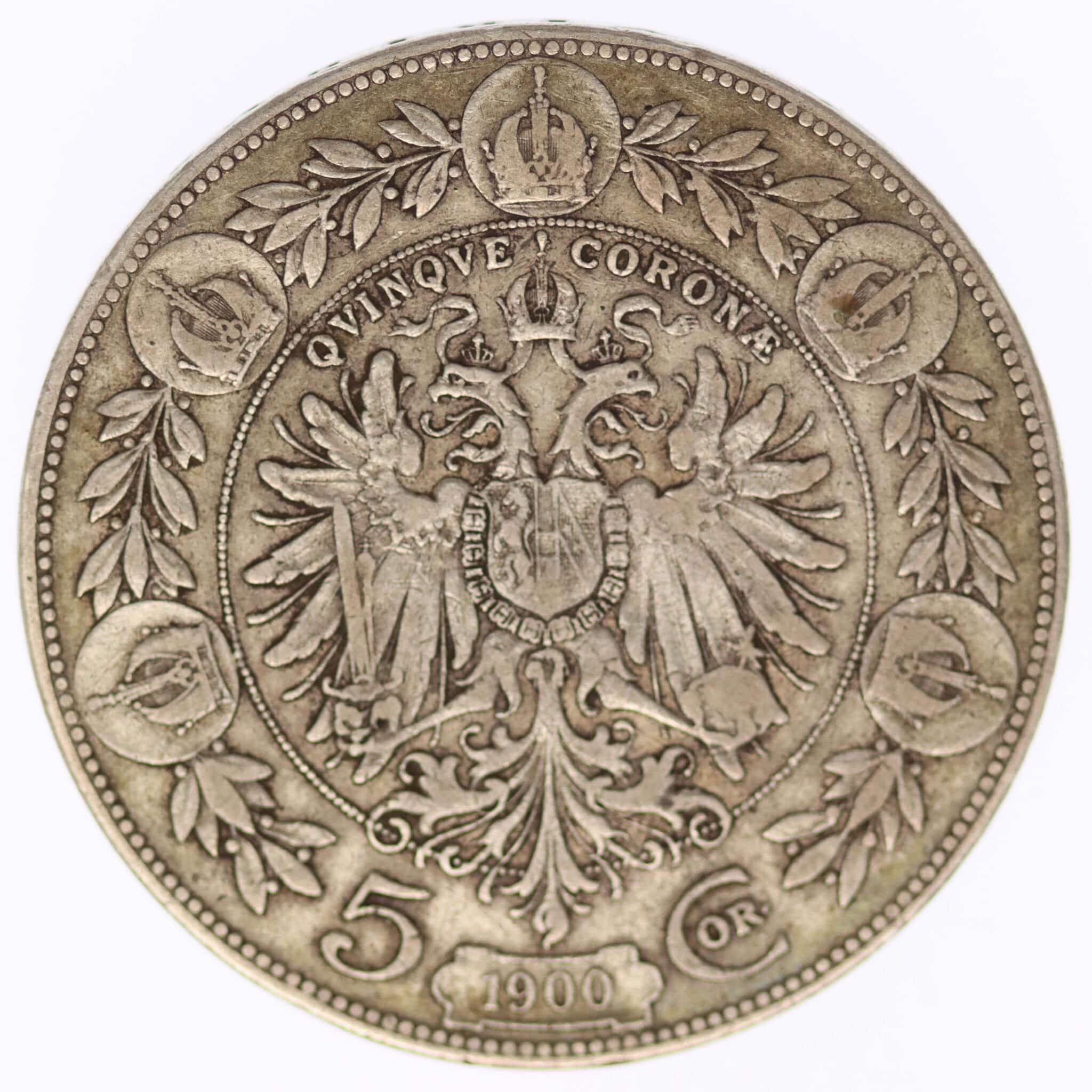oesterreich-silbermuenzen-uebriges-europa - Österreich Kaiserreich Franz Josef I. 5 Kronen 1900